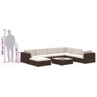 Градински комплект с възглавници, 8 части, кафяв полиратан