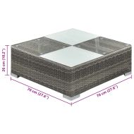 Градински комплект с възглавници, 6 части, сив полиратан