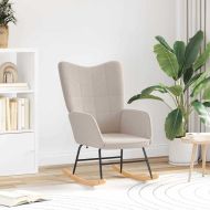 Люлеещ се стол Светлосиво Тъкан Шерпа