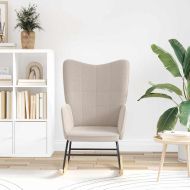 Люлеещ се стол Светлосиво Тъкан Шерпа