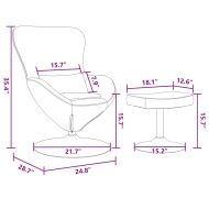 Яйцевиден стол с столче Светлосиво 63 x 73 x 90 см Кадифе