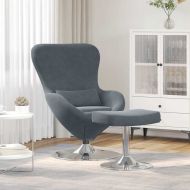 Яйцевиден стол с столче Тъмен сив 63 x 73 x 90 см Кадифе