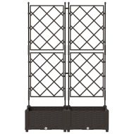 Градинска саксия с решетка 2 pcs Кафяво 80 x 40 x 125.5 см ПП