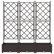 Градинска саксия 3 pcs Кафяво 120 x 40 x 125,5 см Стомана