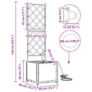 Градинска саксия Кафяво 40 x 40 x 142 cm Стомана