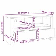 ТВ шкаф Drammen Дъб 99 x 43 x 55 см Масивна борова дървесина