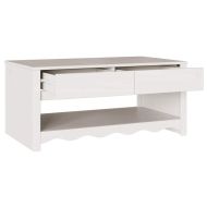 Масичка за кафе Drammen Бяло 99 x 55 x 45 см Борово дърво масив