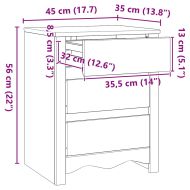 Нощен шкаф Drammen Бяло 45 x 35 x 56 см Борово дърво масив