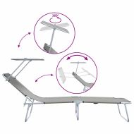 Шезлонг 2-човек 2 pcs Сив 58 x 188 x 77см текстил