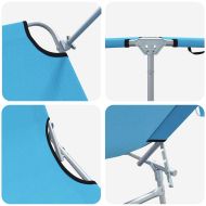 Шезлонг 2-човек 2 pcs Синьо 58 x 188 x 77см текстил