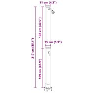 Външен соларен душ Черно 217 см PVC и алуминий