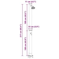 Външен соларен душ Черно 217 см PVC и алуминий