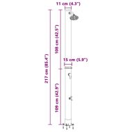 Външен соларен душ Черно 217 см PVC и алуминий