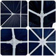 Парти шатър Синьо и бяло 400 x 400 x 266 см Полиестер и стомана