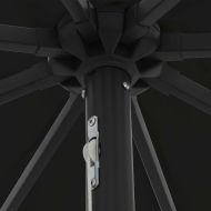 Градински парасол Черно 395 x 395 x 245 см Полиестер и стомана