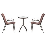 Градински бистро комплект 3 pcs Кафяво Стомана