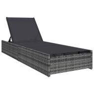 Шезлонг с възглавница 1-човек Сив 60 x 200 x 27см полиратан