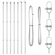 Оградни стълбове 7 pcs Сребрист Ø32mm 190 см