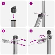 Оградни стълбове 7 pcs Сребрист Ø32mm 200 см