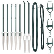 Оградни стълбове 7 pcs Зелен Ø32mm 60 см Поцинкована стомана