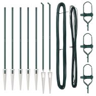 Оградни стълбове 7 pcs Зелен Ø32mm 180 см Поцинкована стомана