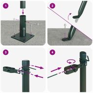 Оградни стълбове 7 pcs Зелен Ø32mm 160 см Поцинкована стомана