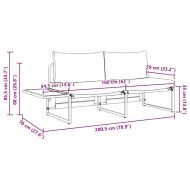 Градински диван с възглавница Кафяво 200.5 x 70 x 85.5 см Метал
