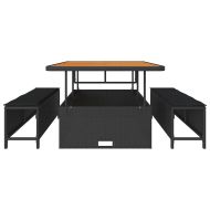 Комплект за хранене в градината Черно полиратан