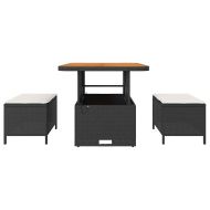 Комплект за хранене в градината Черно полиратан