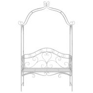 Градинска пейка с възглавница Бяло 104 x 54 x 93cm Стомана