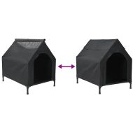 Кучешка къща Черно 90 x 65 x 85 см Оксфордска тъкан и стомана