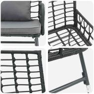 Градинска пейка Черно и антрацит полиратан