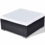 Градински комплект с възглавници, 6 части, черен полиратан