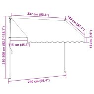 Ръчно прибиращ се сенник, 250 см, синьо и бяло