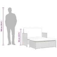 Градински комплект с възглавници, 2 части, полиратан, сив