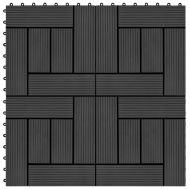 11 бр декинг плочки, WPC, 30x30 см, 1 кв.м., черни