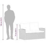 2-местен градински диван с възглавници сив 124 см полиратан