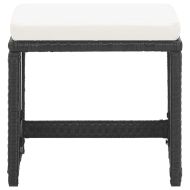 Градински табуретки с възглавници, 2 бр, черен полиратан