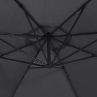 Конзолен градински чадър с LED и стоманен стълб 300 см черен