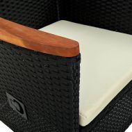 Външни столове с възглавници, 2 бр, черен полиратан