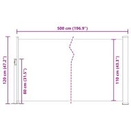 Прибираща се странична тента, 120x500 см, червена
