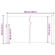 Прибираща се странична тента, 120x500 см, сива