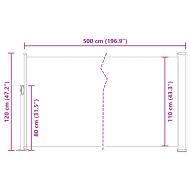 Прибираща се странична тента, 120x500 см, кафява