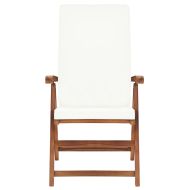 Накланящи градински столове, 2 бр, тиково дърво, кремави