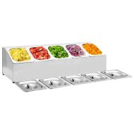 Гастронорм контейнер държач с 5 GN съда 1/6 неръждаема стомана