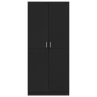 Гардероб, черен, 80x52x180 см, инженерно дърво