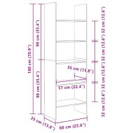 Библиотека, бяла, 60x35x180 см, инженерно дърво