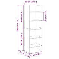Библиотека, бетонно сива, 60x35x180 см, инженерно дърво
