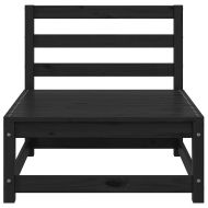 Градински лаундж комплект, 3 части, черен, бор масив