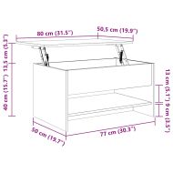 Кафе маса, Дъб сонома, 80x50x40 см, инженерно дърво
